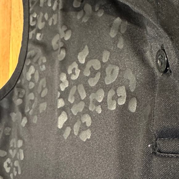 Monterey Club | Women's Black Sleeveless Polo Top with cheetah print accent - Picture 3 of 12